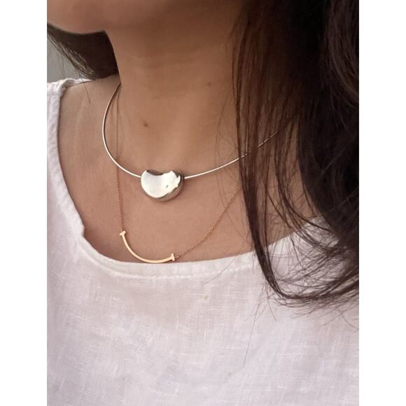 Vintage Tiffany & Co. Silver Elsa Peretti LARGE Bean Wire Hook Necklace Choker - Picture 2 of 7